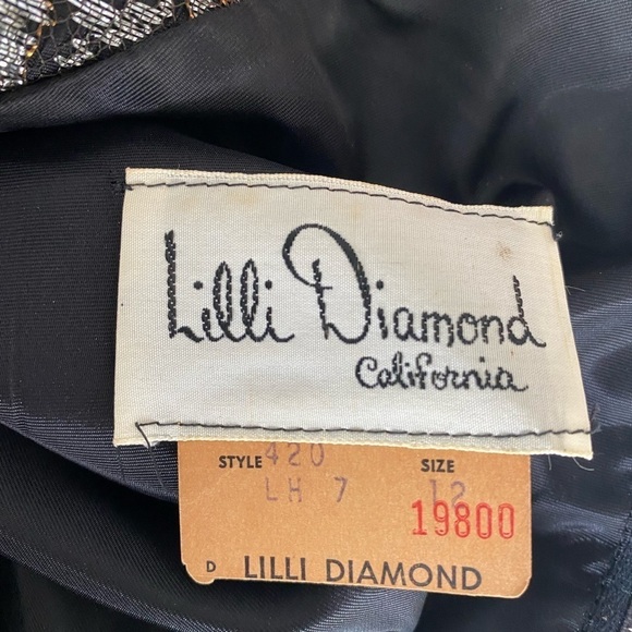 Lilli Diamond California- Vintage Collectors Lace Floral Metallic Mini Dress - Picture 7 of 13